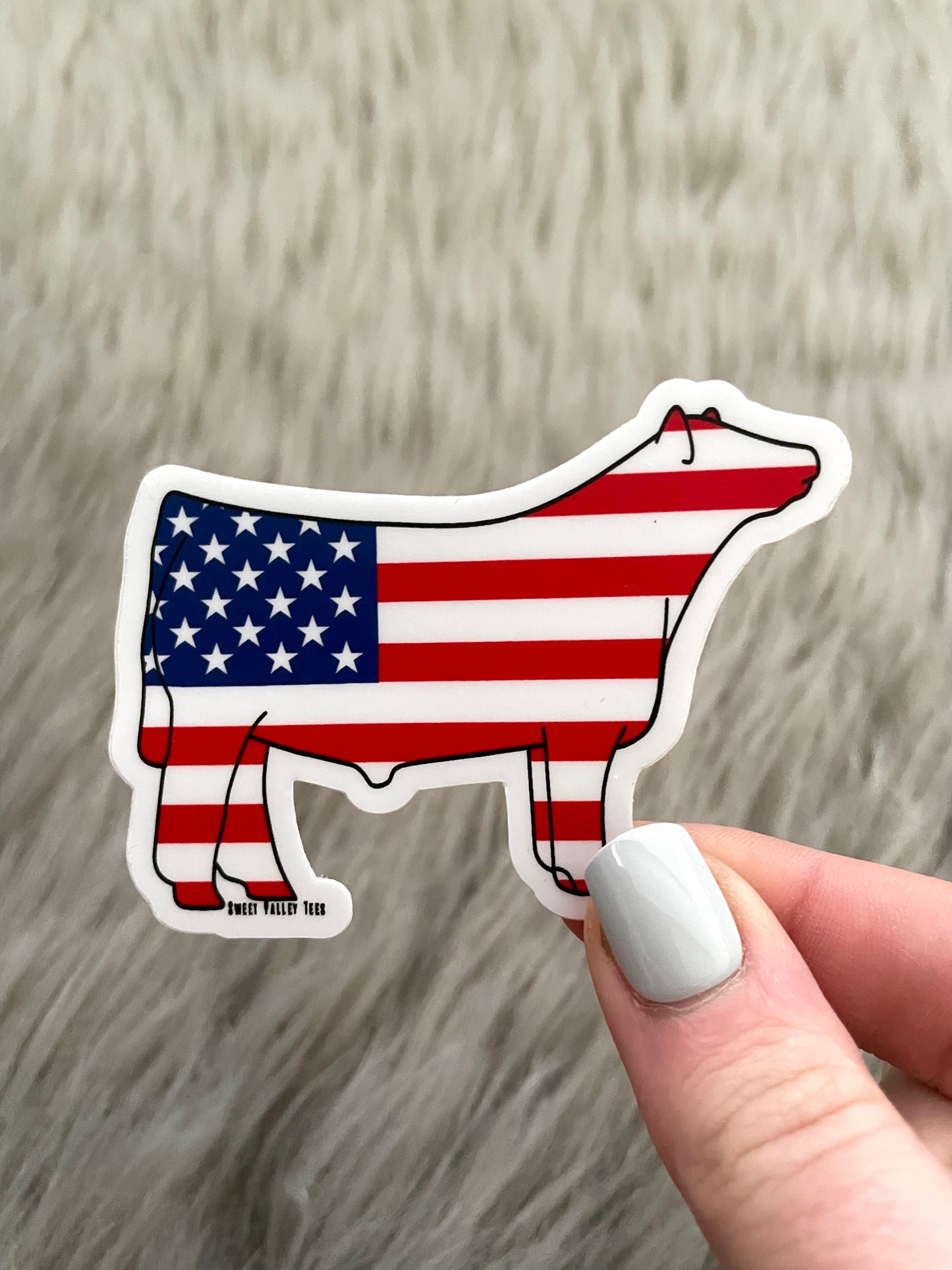 American Flag Steer Sticker