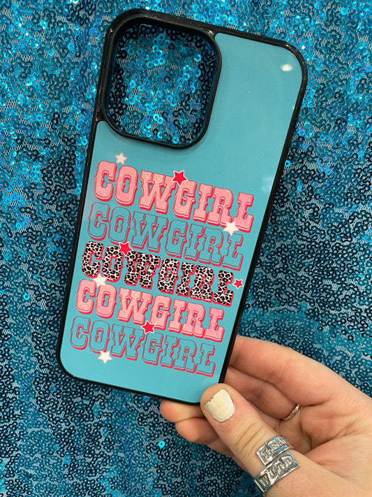 Teal + Pink Cowgirl Phone Case