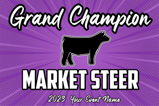 Grand + Reserve Champion Banner Set - Purple Burst - Market Steer