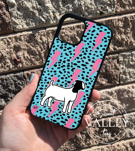 Teal + Pink Lightning Phone Case - Show Goat