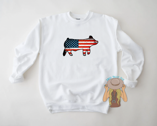 American Show Pig Crewneck Sweatshirt