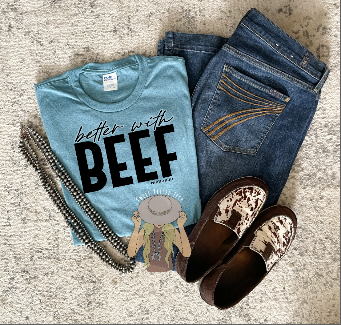 Better with Beef Tee - Heather Teal