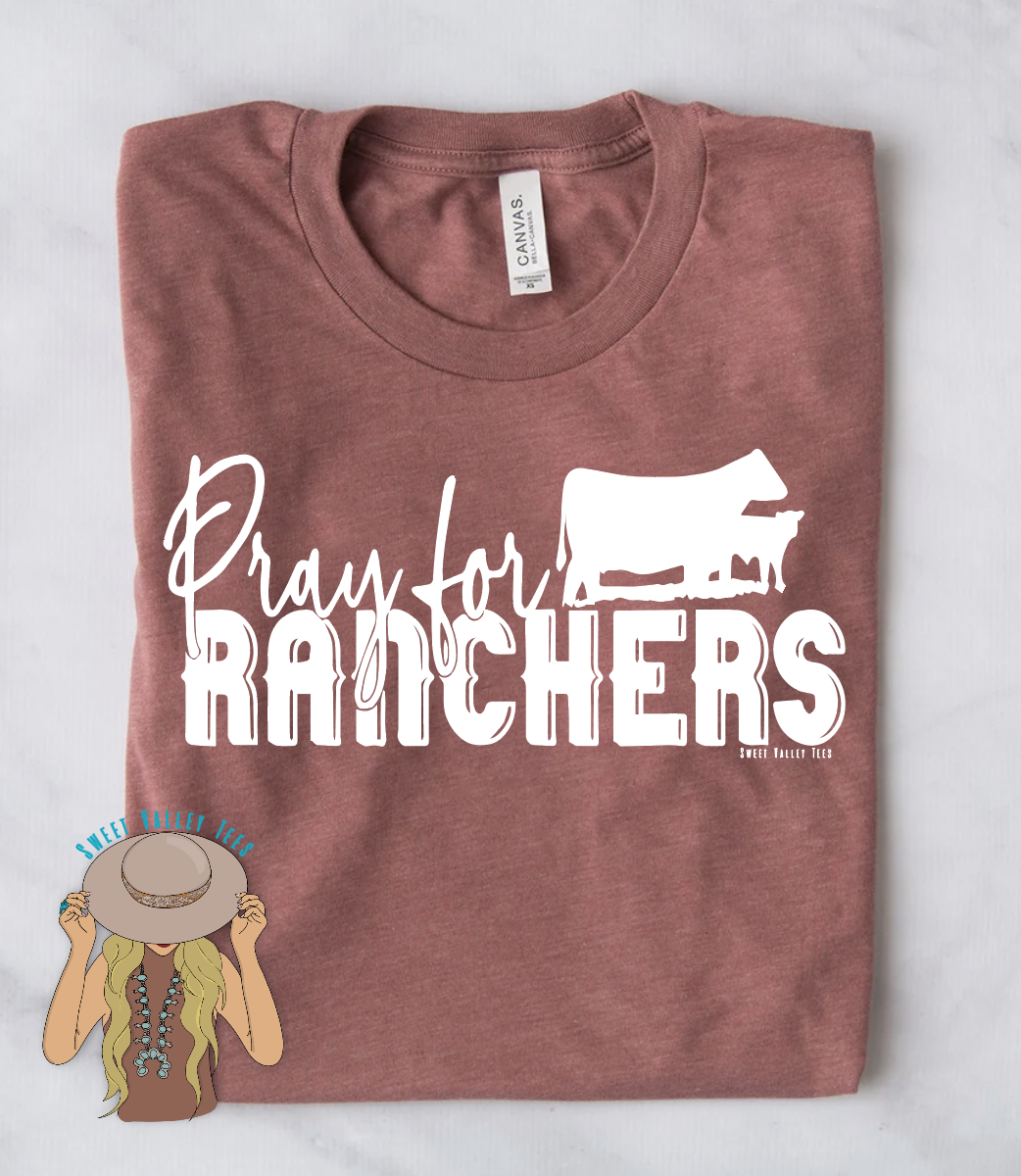Pray for Ranchers Tee - Mauve