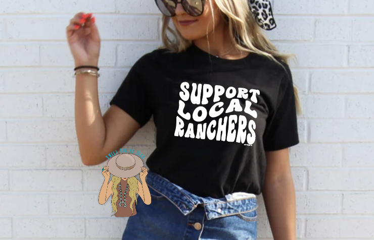 Retro Support Local Ranchers Tee - Black