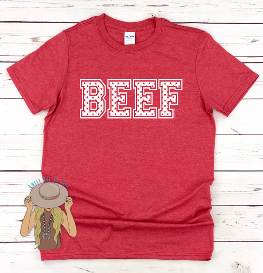 Star Beef Letter Tee - Heather Red