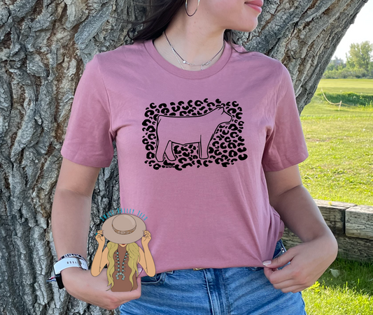 Leopard Background Steer - Heather Mauve