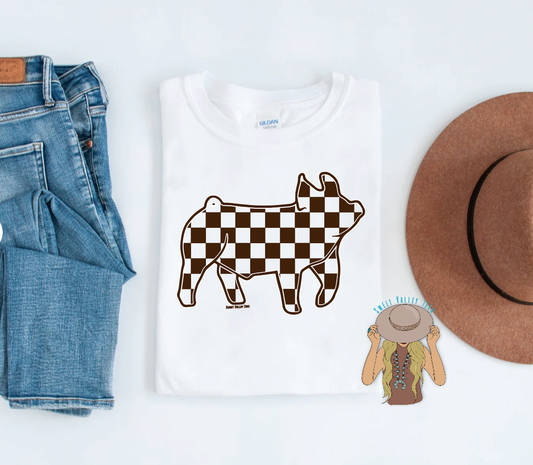 Checkered Show Pig Tee