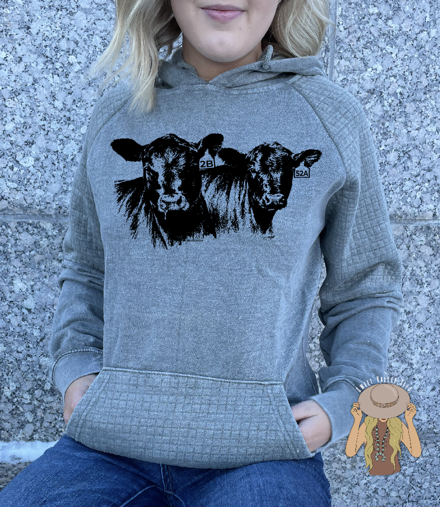 Angus Heifer Hoodie with Quilting Detail - Heather OIive
