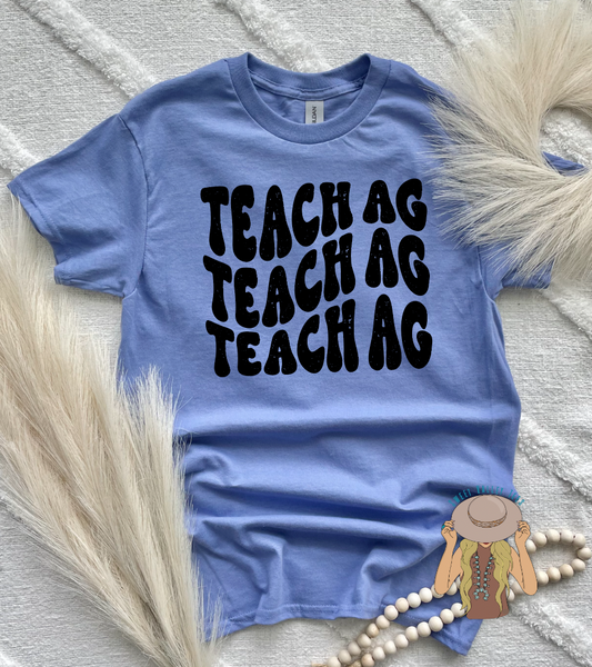 Retro Teach Ag Tee - Periwinkle