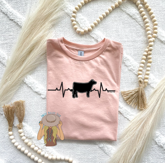 Heifer Heartbeat Tee - Blush Pink