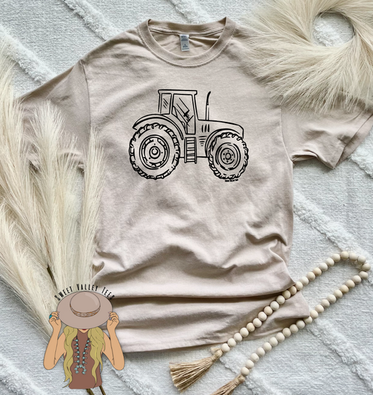 Sketched Tractor Tee - Sand
