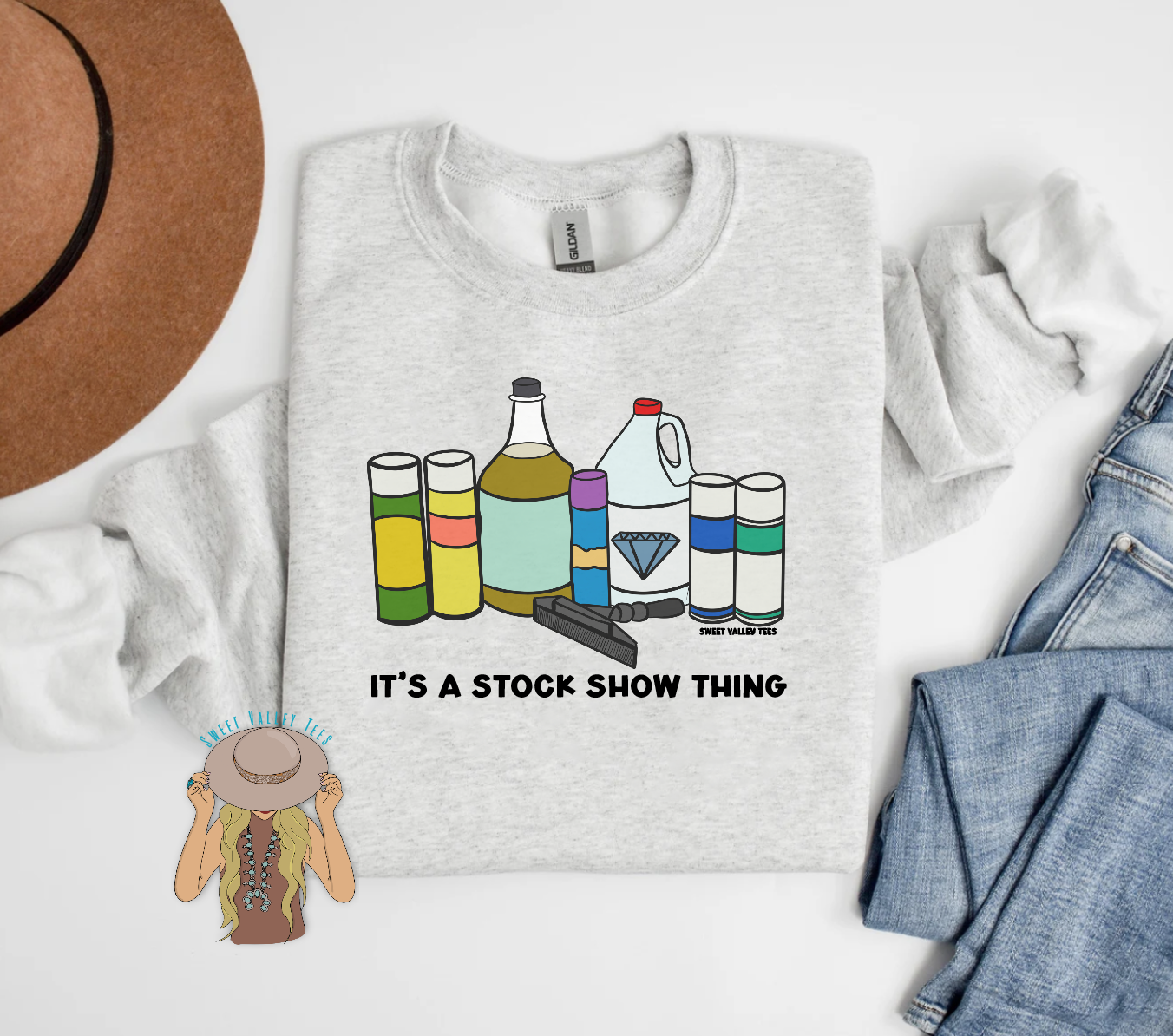 It's A Stock Show Thing Show Product Crewneck - Heather Ash